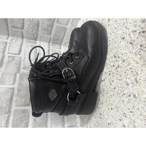 Harley-Davidson Women's Tegan Black Leather Lace-Up Ankle Boots